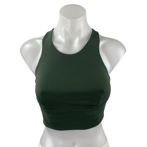 Lululemon Women's Green Racerback High Neck Yoga Athletic Sports Bra Crop Top 4 - Picture 1 of 4